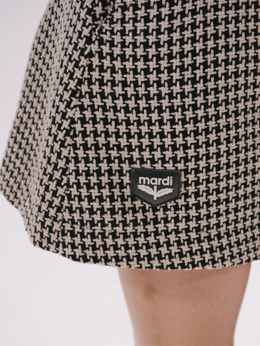 A LINE TWEED MINI SKIRT_BLACK IVORY