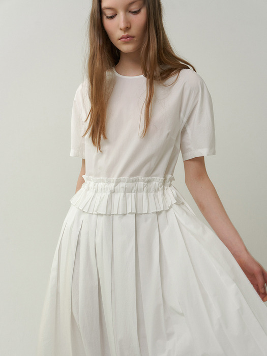 cotton pleats dress (white)