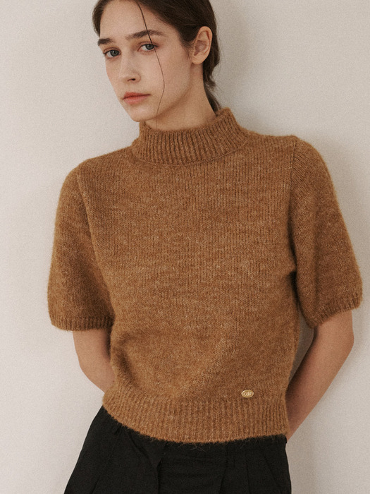 coin set-up halfneck wool pullover-camel