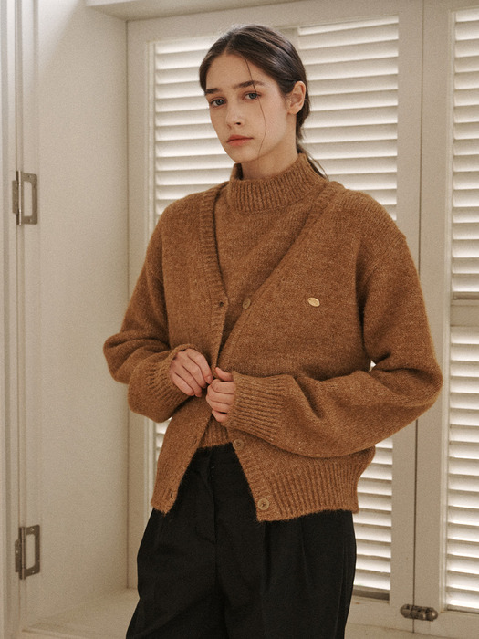 coin set-up halfneck wool pullover-camel