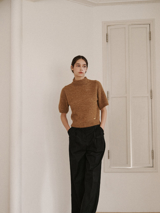 coin set-up halfneck wool pullover-camel