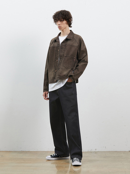 DENIM RAGLAN SLEEVE WORK JACKET BROWN