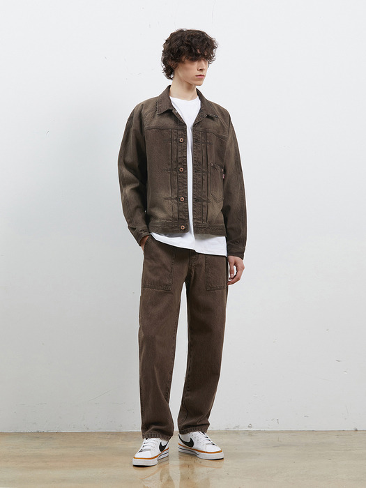 DENIM RAGLAN SLEEVE WORK JACKET BROWN