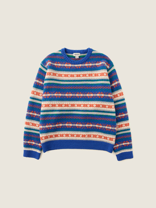 [4차] Grandpa Jacquard Knit (Blue)