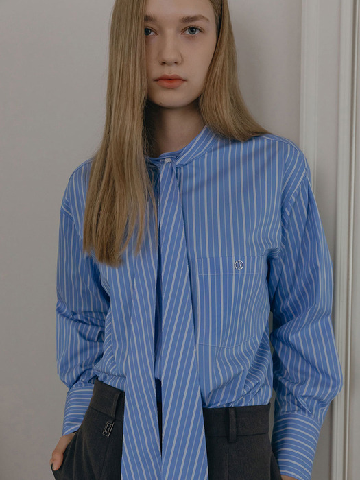 STRIPED SCARF SHIRT (BLUE)