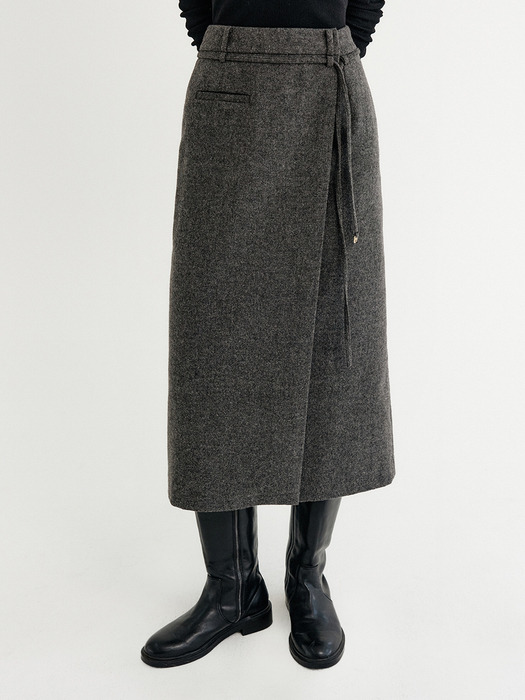 브리아나 울 랩 스커트_차콜 / BRIANA WOOL WRAP SKIRT_CHARCOAL