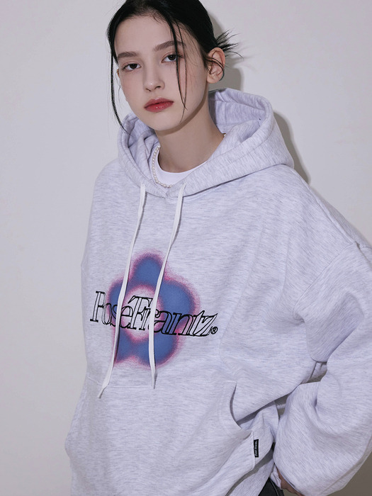 Spray Flower Hoodie [White melange]