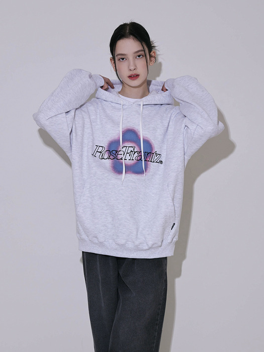 Spray Flower Hoodie [White melange]