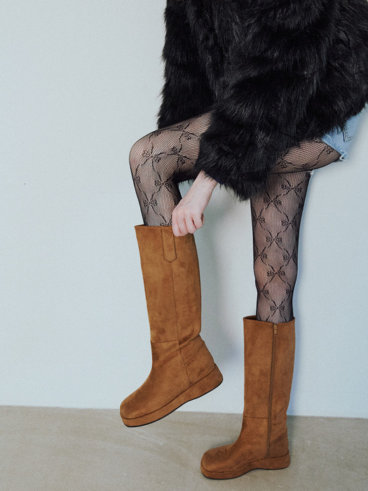 me2477 mere flatform square toe longboots 스퀘어 플랫폼 스웨이드 롱부츠