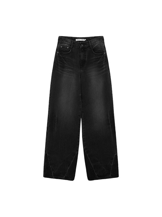 HEM WASHED POINT DENIM PANTS IN BLACK