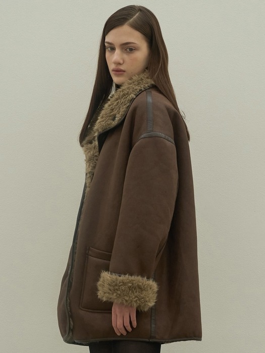 Mouton Fur Reversible Half Coat_2Color