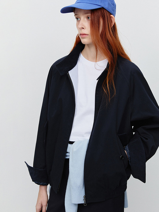 UNISEX MODERN HARRINGTON JACKET DEEP NAVY_UDJU5A111N3