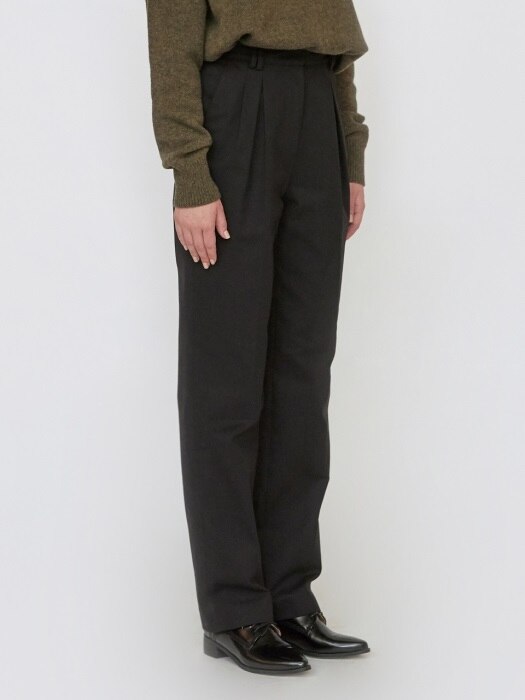 18FW HIGH-WAISTED STRAIGHT-FIT TROUSERS - BLACK