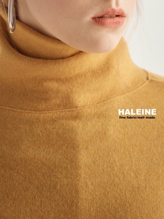 MUSTARD wool clasic crop highneck cutsaw(HT006)