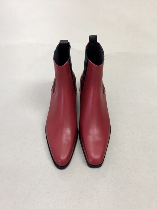 Unbalanced Ankle Boot(Red) 