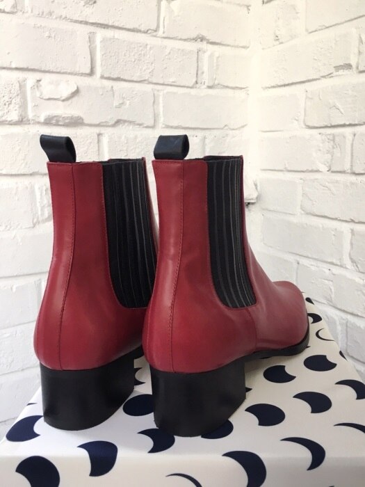 Unbalanced Ankle Boot(Red) 