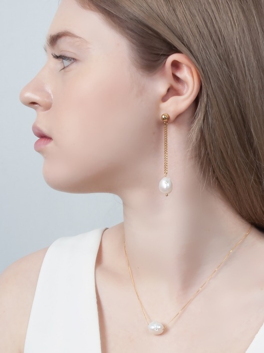 Twinkle pearl chain Earring_G
