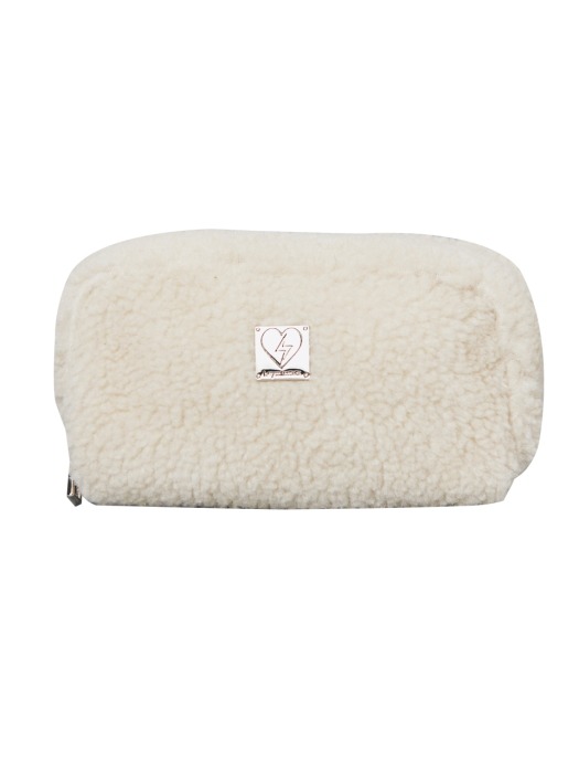 Ivory shearling pouch