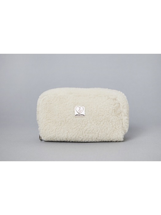 Ivory shearling pouch