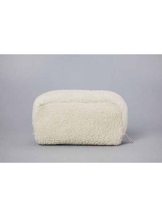 Ivory shearling pouch