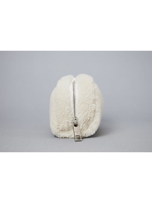 Ivory shearling pouch