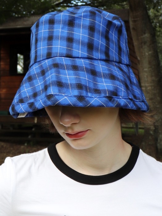 [unisex]19CHECK BLUE/BLACK BUCKET HAT