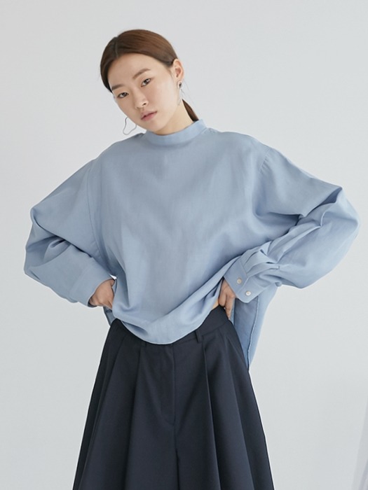 Linen oversize blouse_Blue