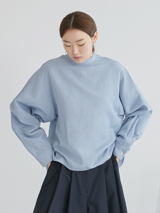 Linen oversize blouse_Blue