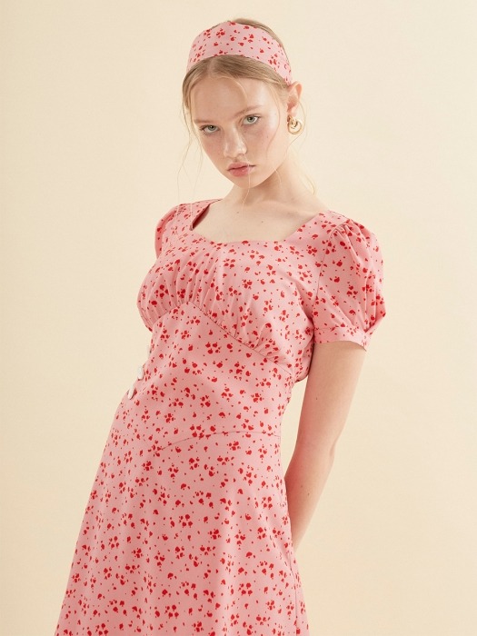 Puff Shoulder Mini Dress_ Pink