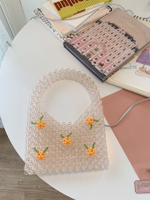[단독]Cristal beads orange bag