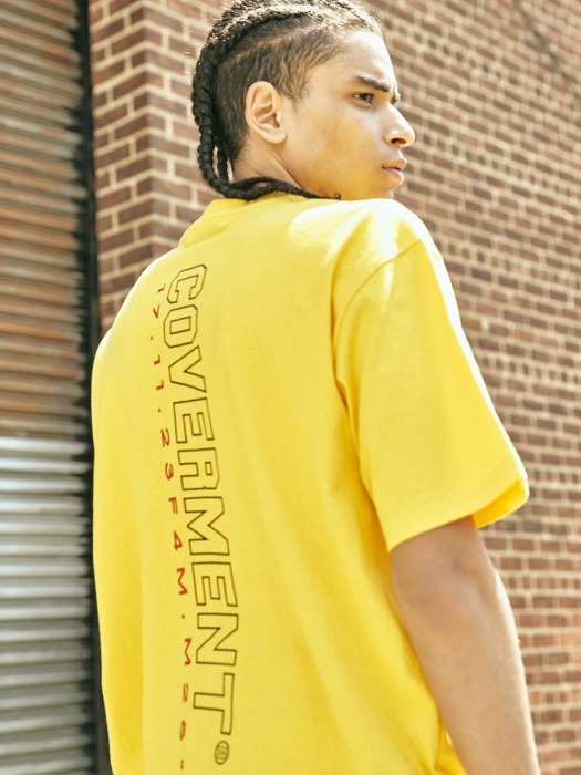 Vertical Big Logo Print Over-Fit TEE YELLOW
