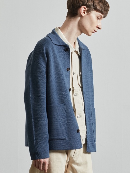 Collar Knit Jacket (BLUE)