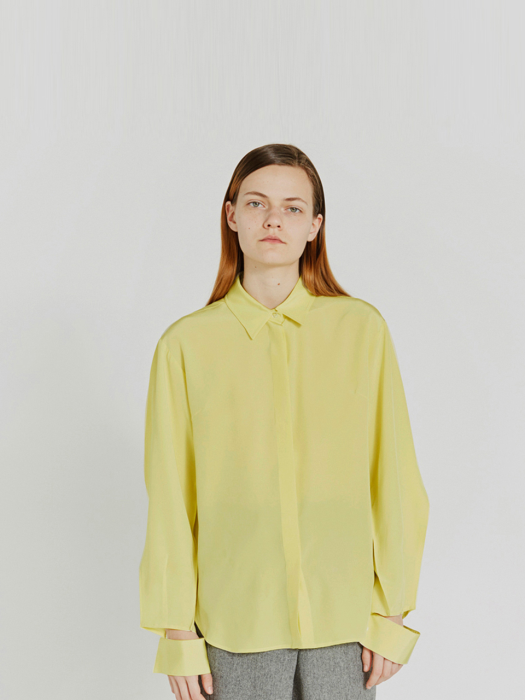 CUT-OUT SILK BLOUSE (YELLOW)