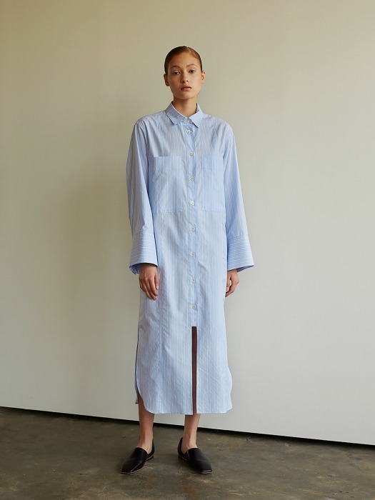 Boxy Pocket Dress [Blue Stripe]