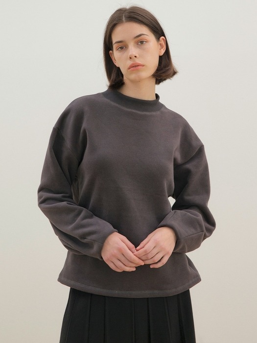 Mock Neck Sweat Shirt - Charcoal Gray