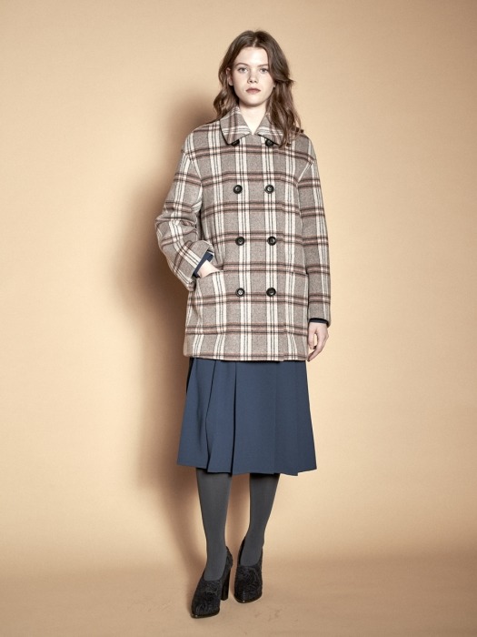 Check Half Wool Coat_Beige