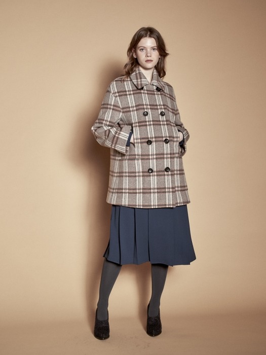 Check Half Wool Coat_Beige