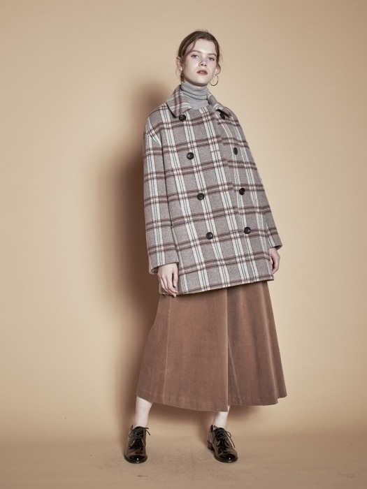 Check Half Wool Coat_Beige