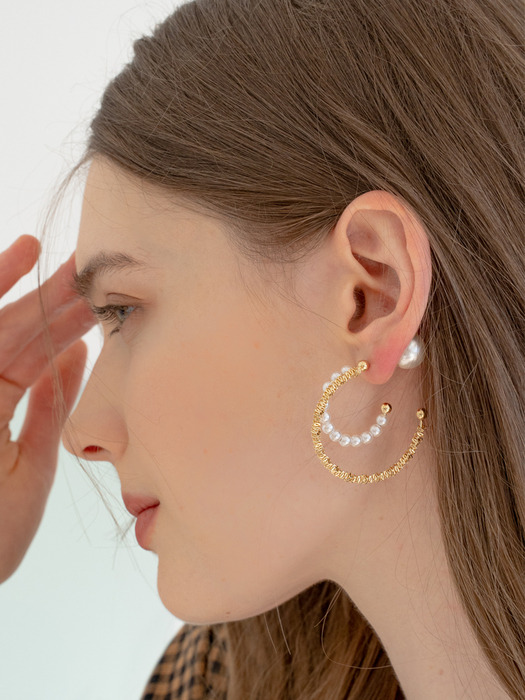Twin moon ring earrings