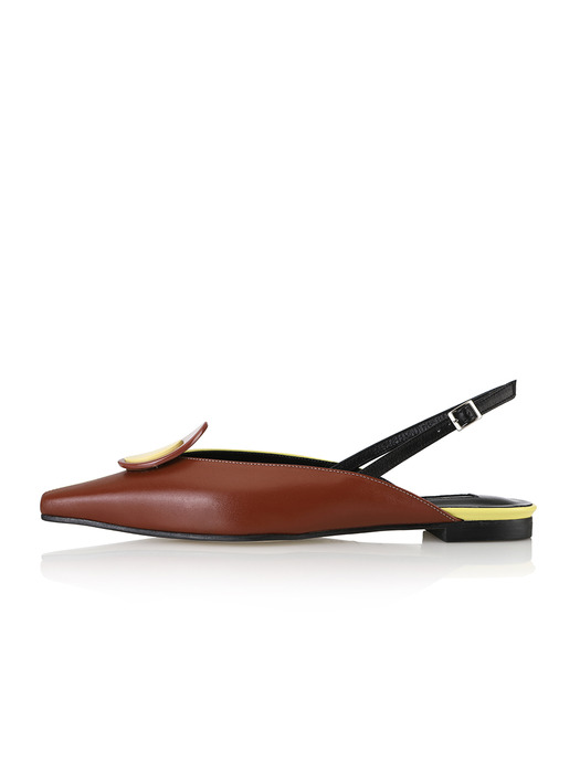 Twiggy flat sandals / 20SS-S427 Baby yellow+Brick brown
