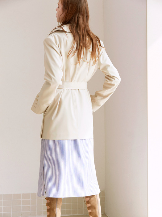 POCKET DETAIL BELTED JACKET IVORY