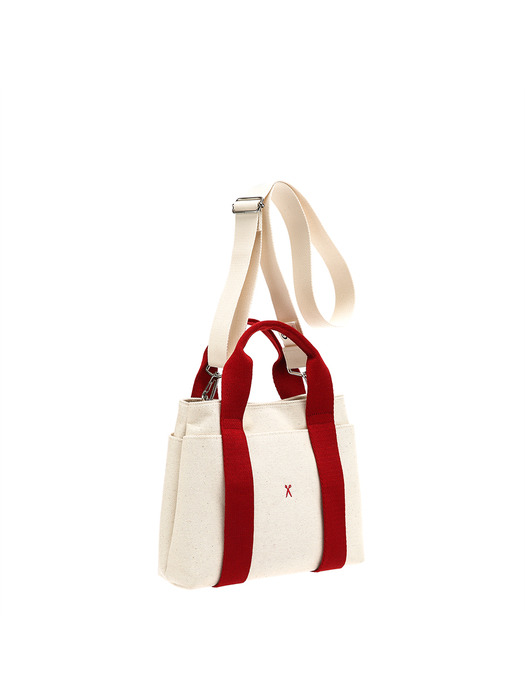 Stacey Daytrip Tote Canvas S_Ivory_Red