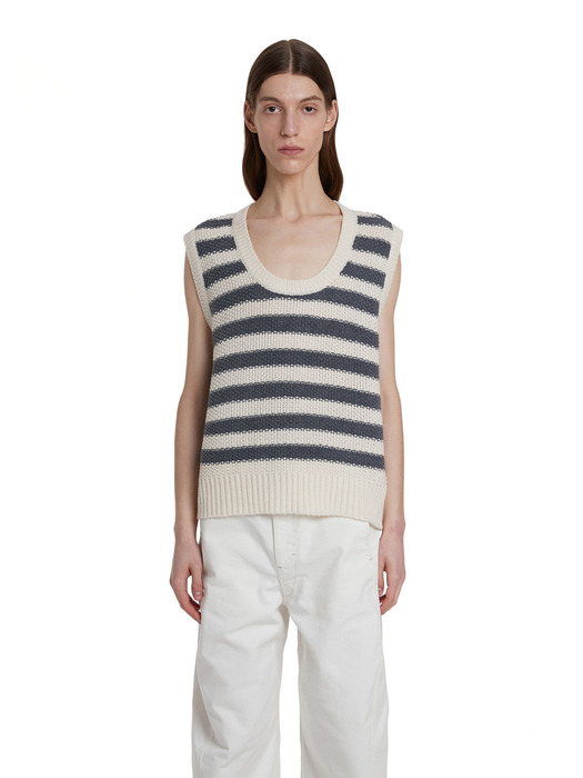 Waffle Knit Vest_Stripe