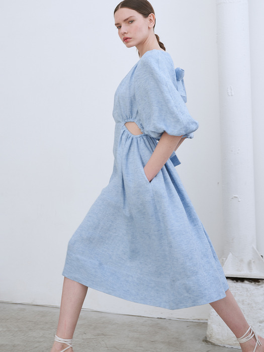 Drew Cutout Midi Dress (Bleu Breeze)