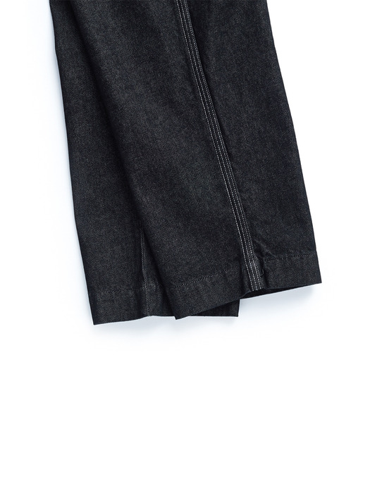 CONTRAST STITCH PANTS / BLACK