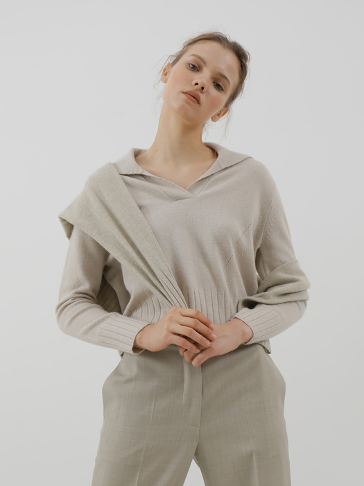 Cashmere wool-blended sweater_Beige