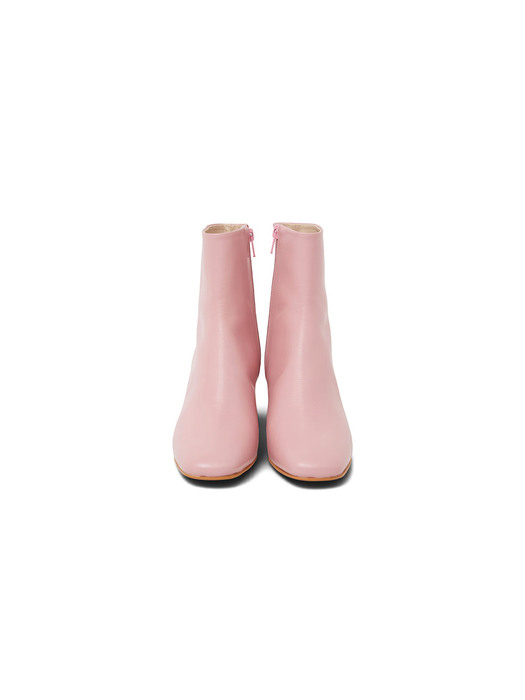 Cow leather pink ankle boots