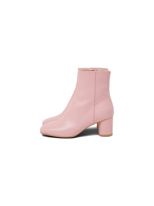 Cow leather pink ankle boots