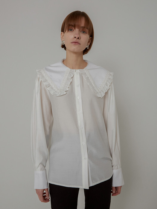 [ELLONARC WHITE] SAILOR KARA TENSEL BLOUSE_WHITE