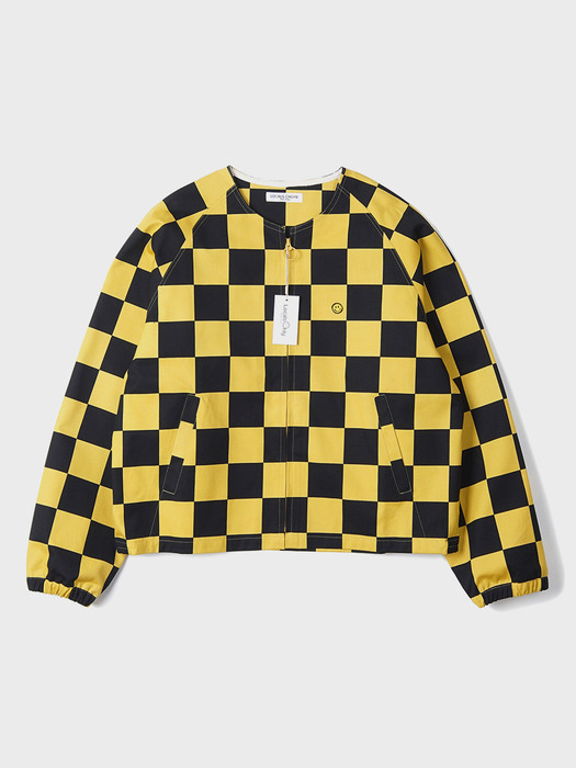 Checker board Jacket / Black x Yellow